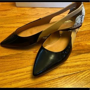 Halogen flats Black/Tan/Snakeskin Size: 12M